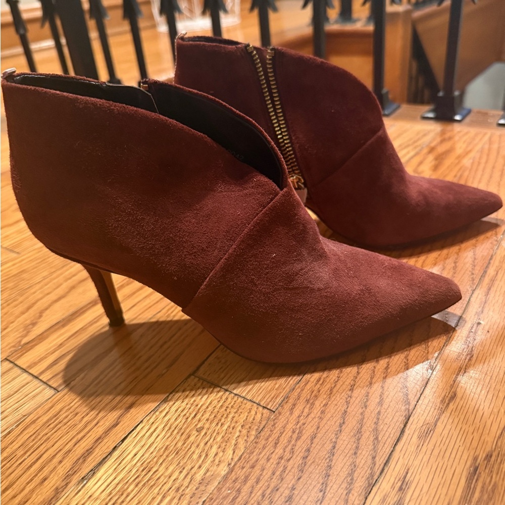 Boden Rich Burgundy Suede Ankle Booties